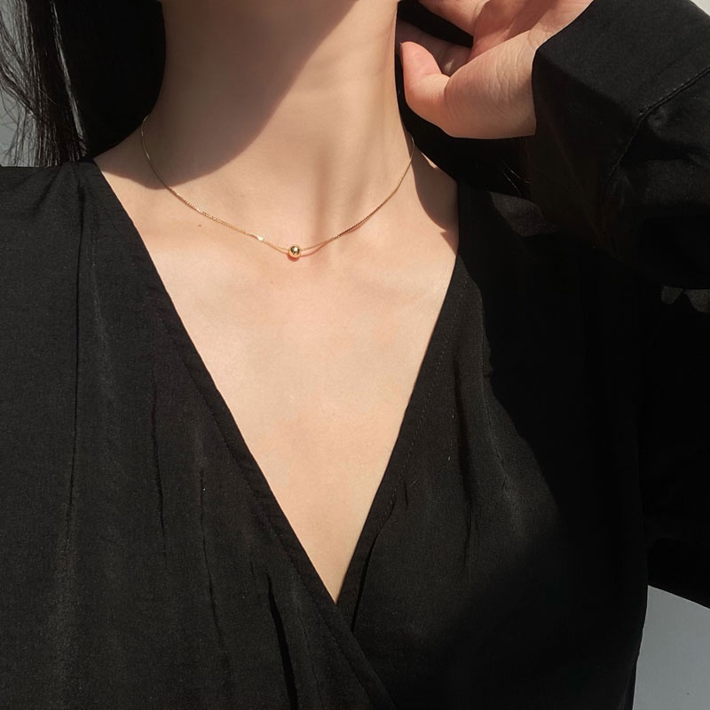 Dây chuyền mặt hình hạt tròn phong cách Hàn Quốc đơn giản thời trang dành cho nữ