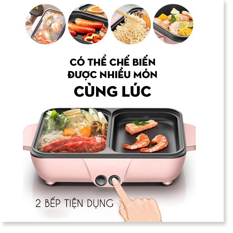 Nẩu Nướng 2 In 1, Nồi 2 Ngăn Đa Năng Nấu Cơm, Nướng, Xào, Lẩu, Chiên, Chống Dính Đa Năng Chức Năng  Mẫu Mới Nhất Hiện Na