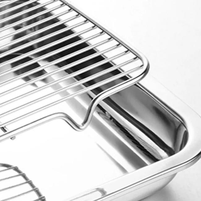 Khay Nướng Bánh Bằng Thép Không Gỉ 25.8cm X 16cmx1,5cm