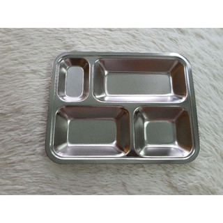 Khay cơm inox 4 ngăn, inox 201 không nắp nhựa( 290x230x32)