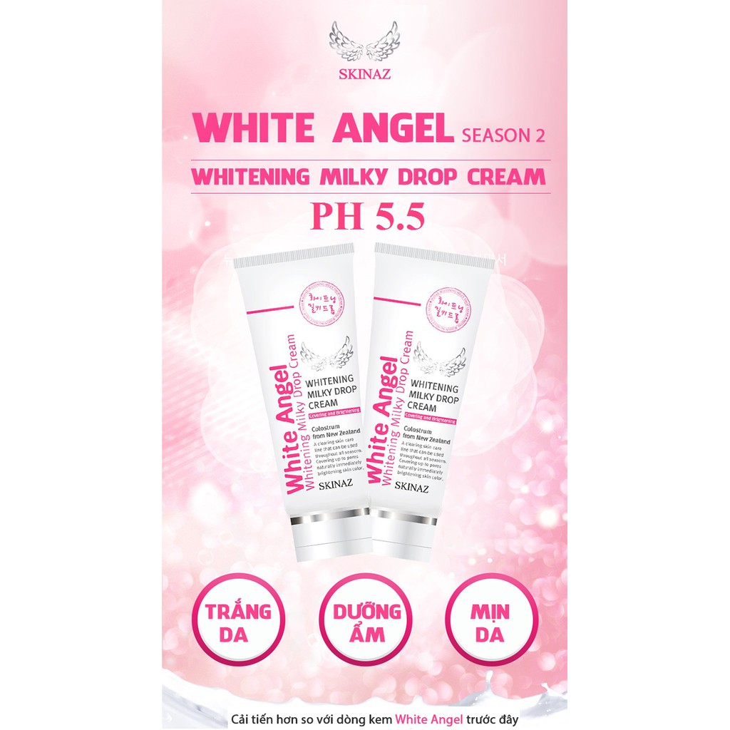 Bộ 4 Sản Phẩm Dưỡng Trắng Da Skinaz Hàn Quốc (Tinh chất bơ, kem V10, kem White Angel và kem chống nắng Skinaz)