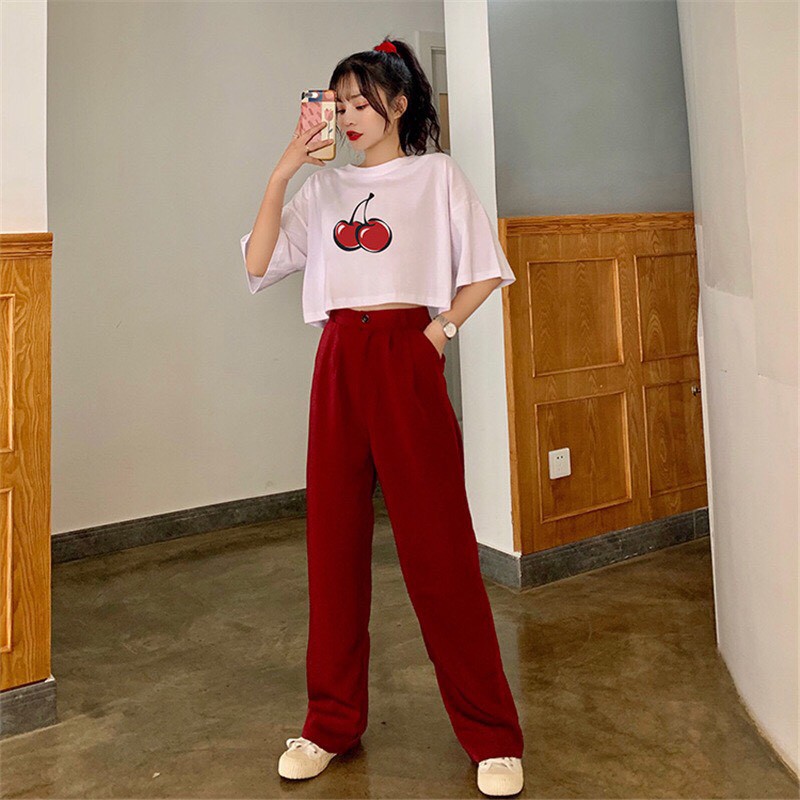 Áo Croptop Nữ Tay Lỡ Cherry Kiểu Form Rộng ACR01