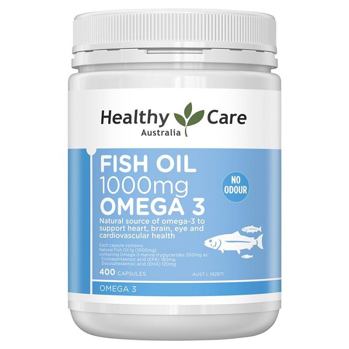 Dầu cá tự nhiên Fish Oil 1000mg Omega 3 Healthy Care - Lọ 400 viên