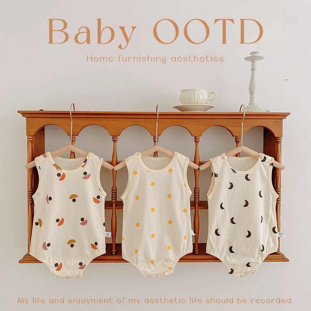 Áo Liền Quần Bằng Cotton Phong Cách Bắc Âu Cho Trẻ Em 0-2 Tuổi