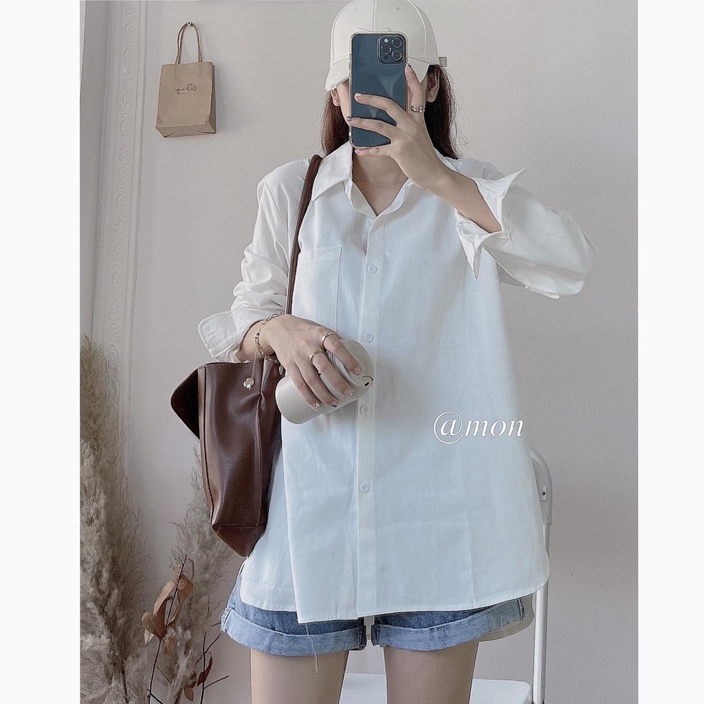 200991 Áo sơ mi nữ ulzzang chất thô mềm 3 màu freesize phong cách hàn quốc