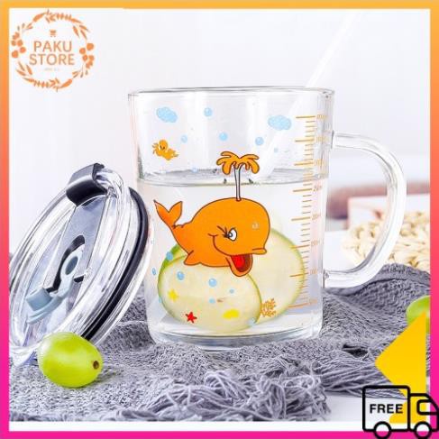 Cốc Nước, Ly Pha Sữa Thuỷ Tinh Có Nắp Đậy, Vạch Chia Cực Kỳ Tiện Lợi