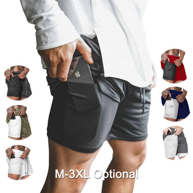 Quần Short Thể Thao 2 Trong 1 Thoáng Khí Có 8 Màu Cho Nam