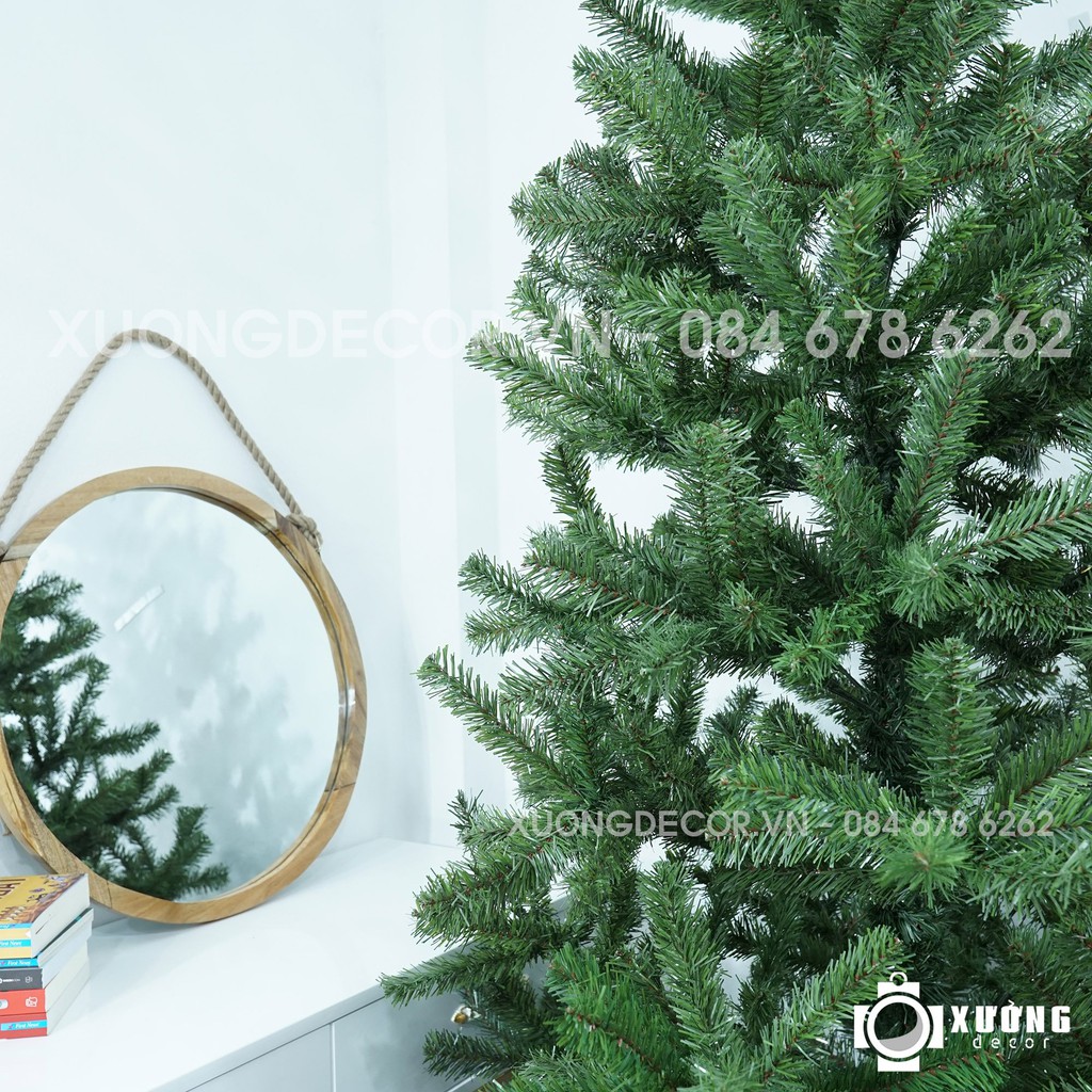 Cây Thông Noel 2m4 Đầu Tròn 2 Loại Lá, Hàng Loại Đẹp Tặng Kèm Phụ Kiện