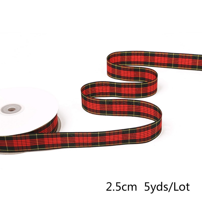 Cuộn dây ruy băng dài 5 yards trang trí quà Giáng Sinh 2.5cm
