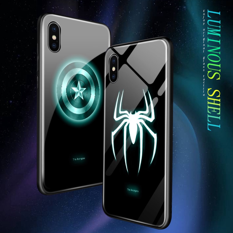 Ốp điện thoại mặt kính dạ quang in hình Avengers Marvel cho ASUS Zenfone Max Pro M1 M2 ZB601KL ZB602KL ZB631KL ZB633KL