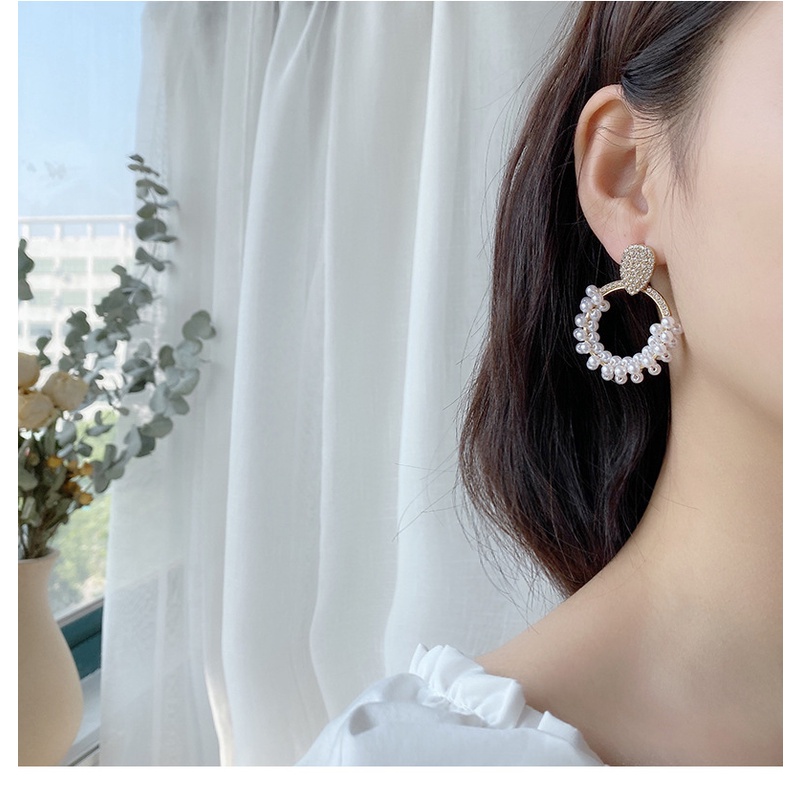 Bông Tai Ngọc Trai Hình Tròn Phong Cách Hàn Quốc Thời Trang Cho Nữ Mã A-441