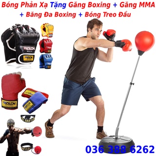 Bóng đấm phản xạ - bóng tập phản xạ - bóng phản xạ + tặng găng MMA + Băng đa + bóng phản xạ treo đầu - Bảo hành 12 tháng