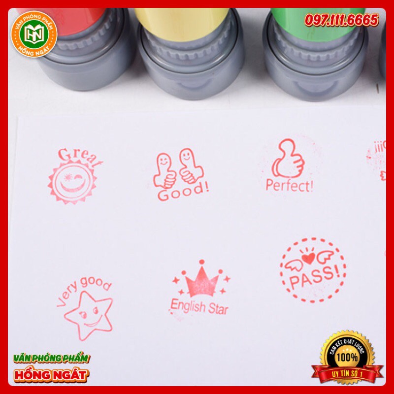 Con Dấu Nhựa Thỏi Son⭐️lời khen thưởng chữ tiếng anh mộc sáp đóng dấu stamp cho bé