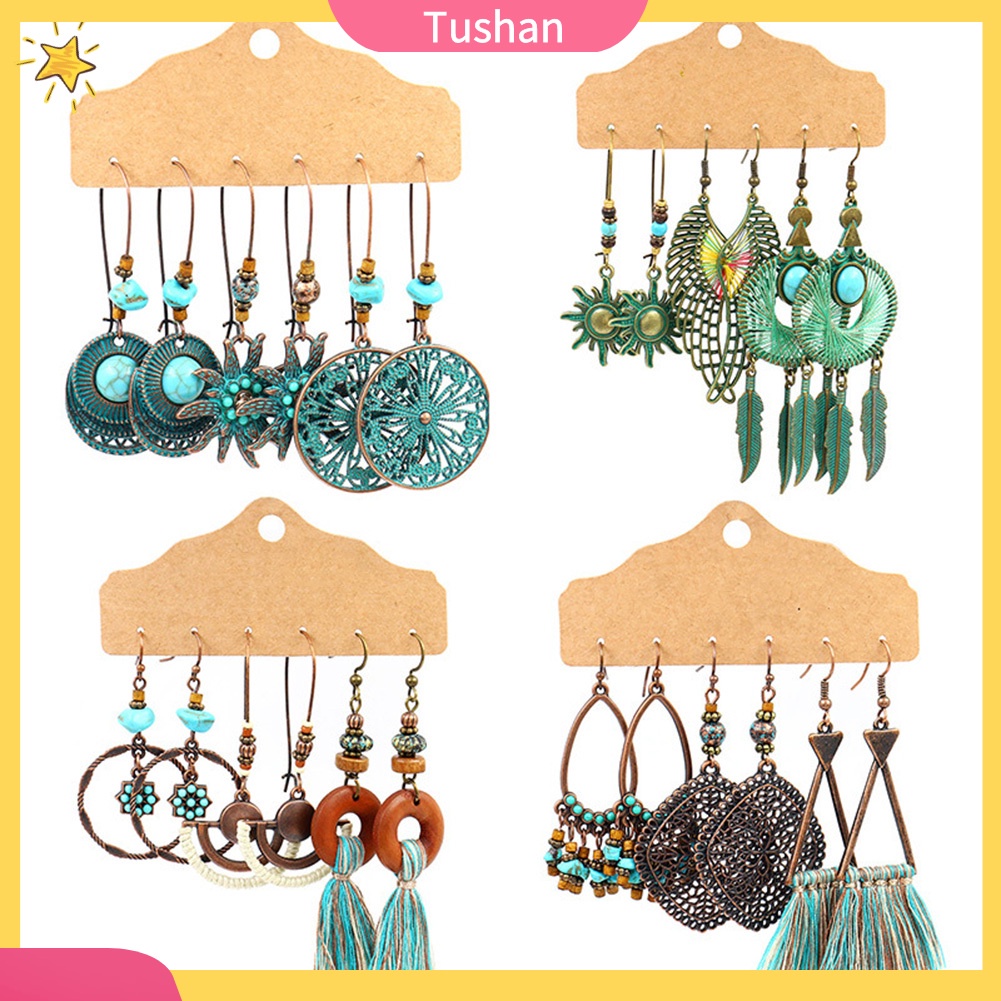 Set 3 Cặp Hoa Tai Phong Cách Vintage Thời Trang Dành Cho Nữ