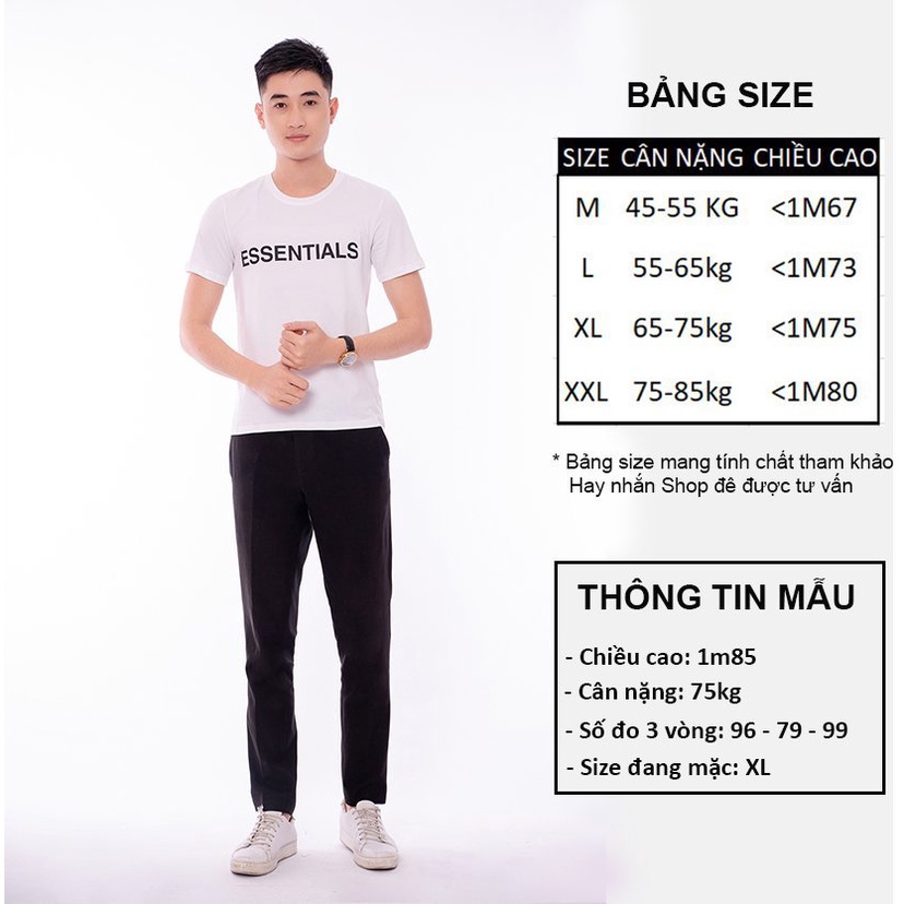 Áo phông nam AZILA Chữ Essential chất liệu 100% cotton thoáng mát