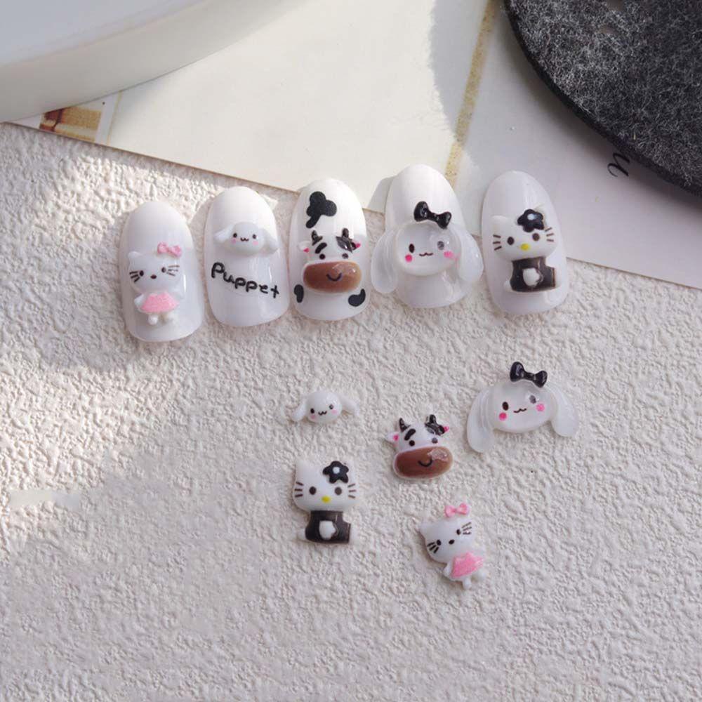 PRESTON Phụ Kiện Trang Trí Móng Tay Hình Chú Chó Hoạt Hình Bằng Nhựa Resin DIY