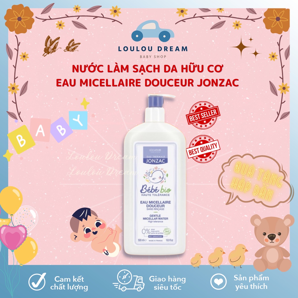 Nước làm sạch da hữu cơ cho bé từ sơ sinh Eau Micellaire Léa Nature - Jonzac Bébé Bio [CHÍNH HÃNG]