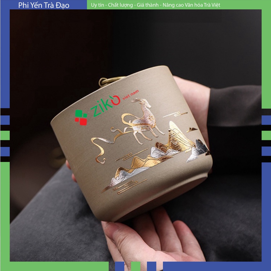 Hũ Đựng Trà Tử Sa Hũ trà nham sa 450ml màu sữa nham sa sang trọng Hà Nội 4 mẫu giao ngẫu nhiên