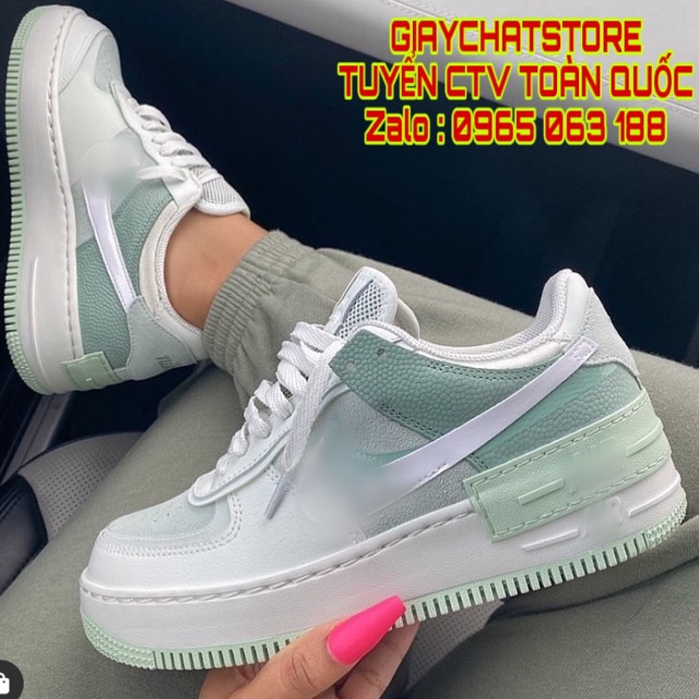 Giày Force Shadow Spruce Aura  Green Nam Nữ  FREESHIP ⚡️ FLASHSALE | Giày Thể Thao Nữ AF1SHADOW