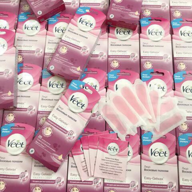 1 hộp wax lông mặt Veet (miếng dán tẩy lông mặt và ria mép veet)