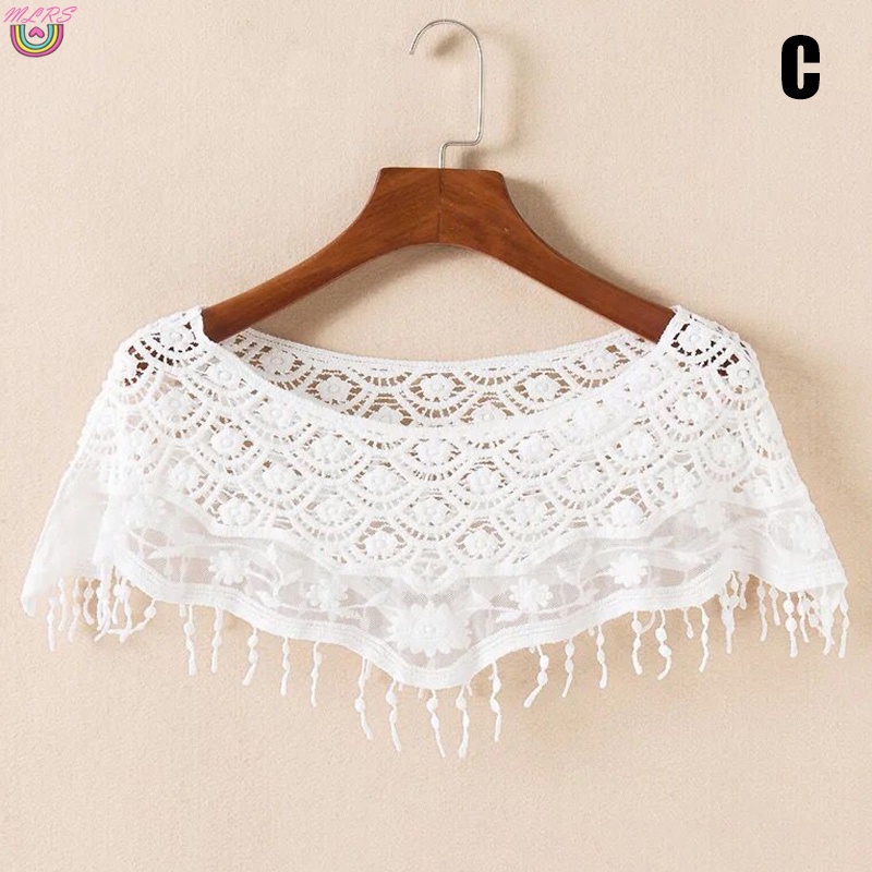 Áo Choàng Len Móc Phối Ren Dáng Ngắn Phong Cách Vintage Dành Cho Nữ