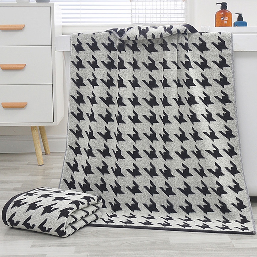 Khăn Tắm Cotton Dày Dặn Siêu Thấm Hút Mềm Mại Họa Tiết Kẻ Sọc Độc Đáo
