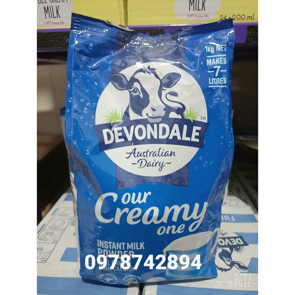 [Date T05.2022]Sữa tươi dạng bột Devondale bịch 1 kg nhập từ Úc