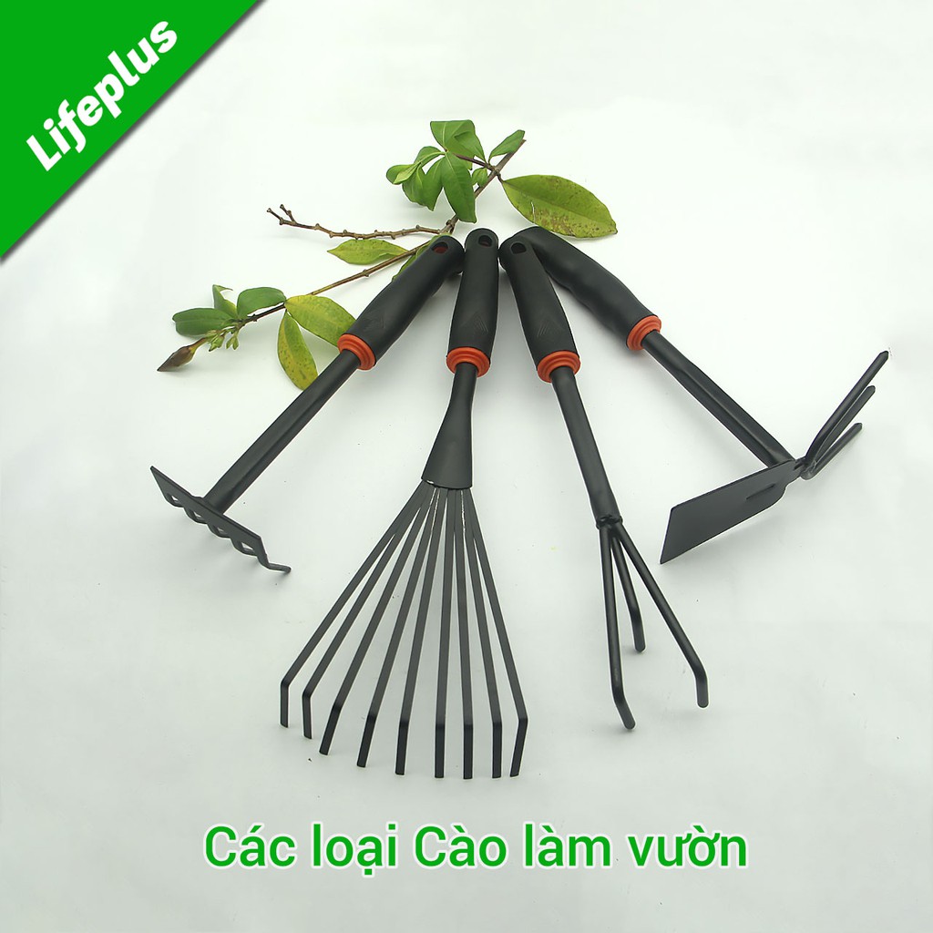 Dụng Cụ Làm Vườn, Cuốc Cào Xới Đất 2 Trong 1 Dài 30cm Cán Cao Su