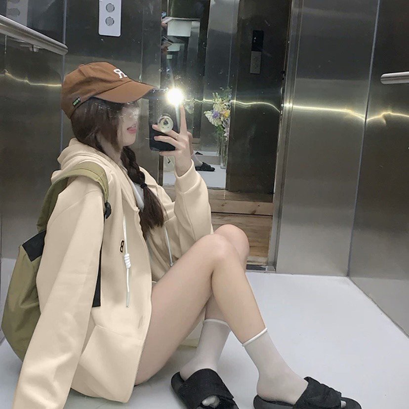 Áo khoác hoodie nam nữ zip 3 màu  form rộng mũ siêu to ulzzang unisex - Áo Hoodie Unisex tay bồng  chất nỉ cotton