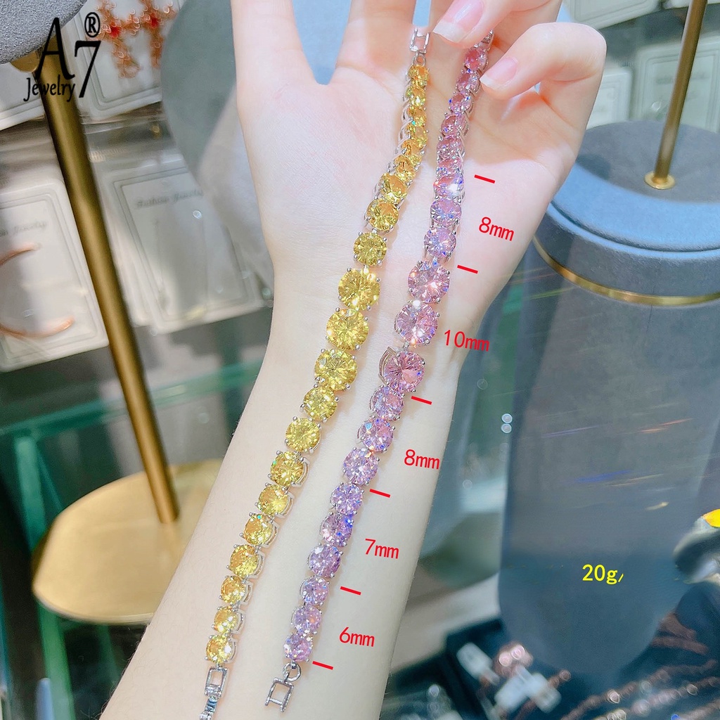 Vòng Tay A7 Đính Đá Zircon Màu Vàng Hồng Sang Trọng Cho Nữ