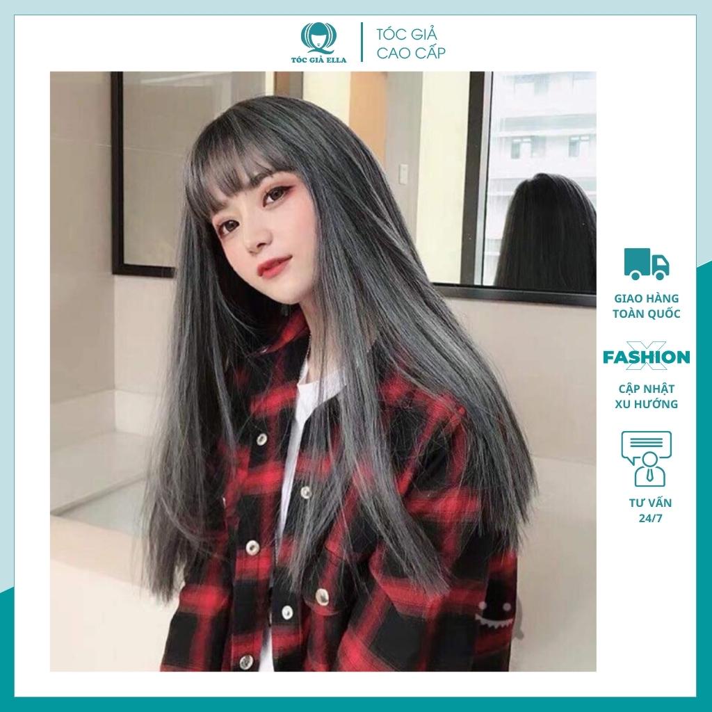 Tóc nguyên đầu thẳng màu xám lạnh siu cute