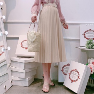 Chân váy dập ly kèm đai