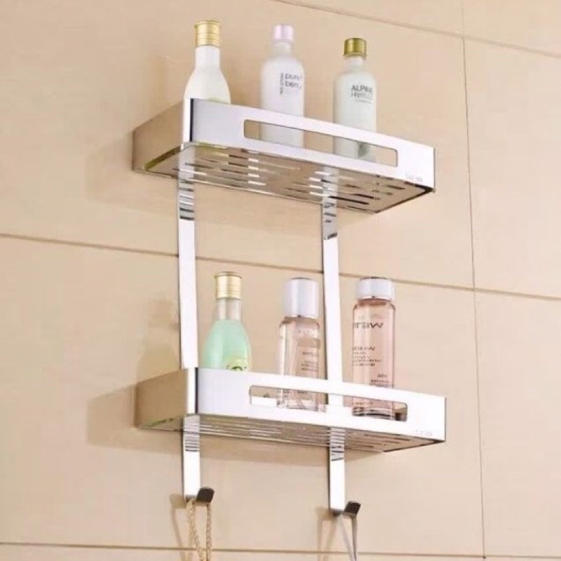 Kệ inox nhà tắm phòng tắm 2 tầng inox 304