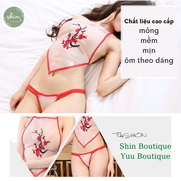 Yếm ngủ cosplay thêu hoa gợi cảm (hồng nhạt) | BigBuy360 - bigbuy360.vn