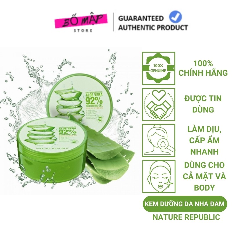 [SALE] [CAM KẾT 100% CHÍNH HÃNG] Gel dưỡng da nha đam Nature Republic Aloe Vera 92% Hàn Quốc 300ml