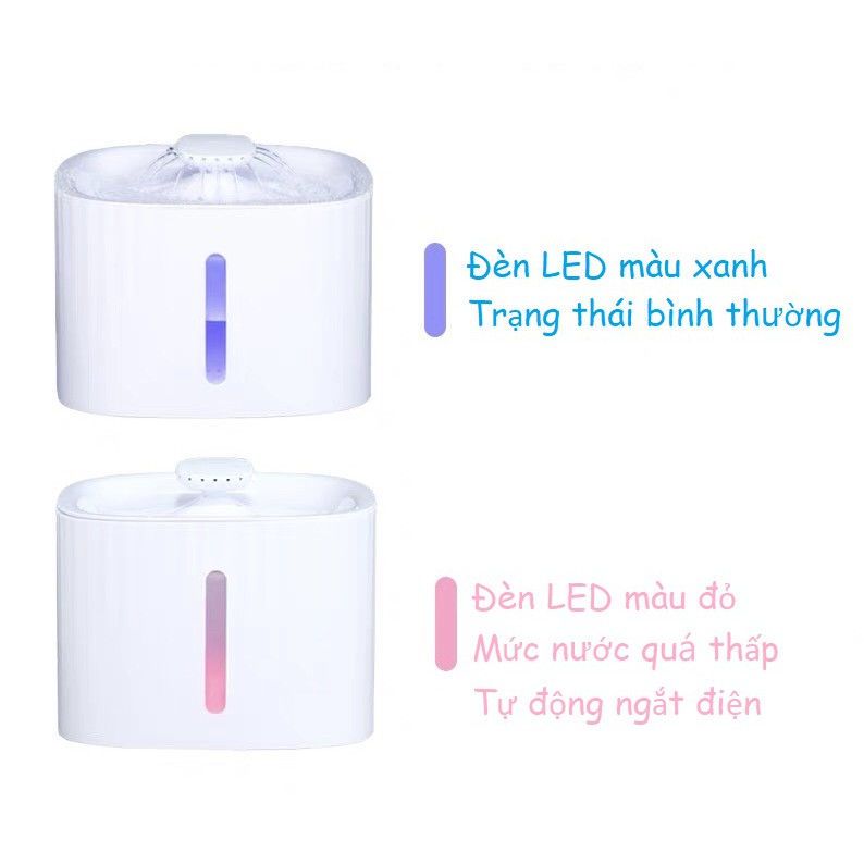 Máy lọc nước / uống nước kiểu dáng vuông có đèn LED dung tích lớn dành cho thú cưng