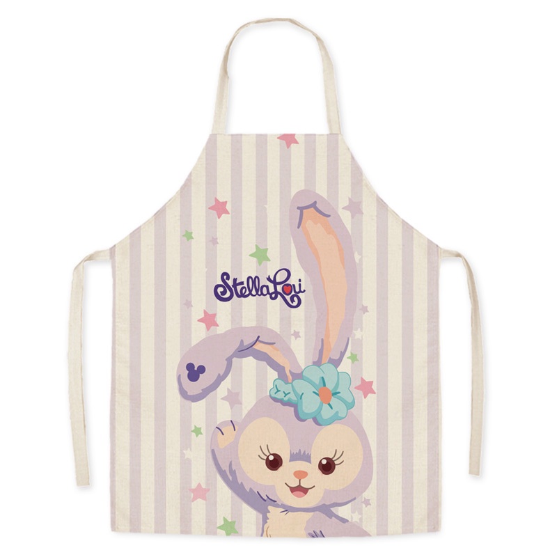 Tạp dề vải lanh không tay in hình thỏ hoạt hình dễ thương kiểu dáng cho người lớn và trẻ em