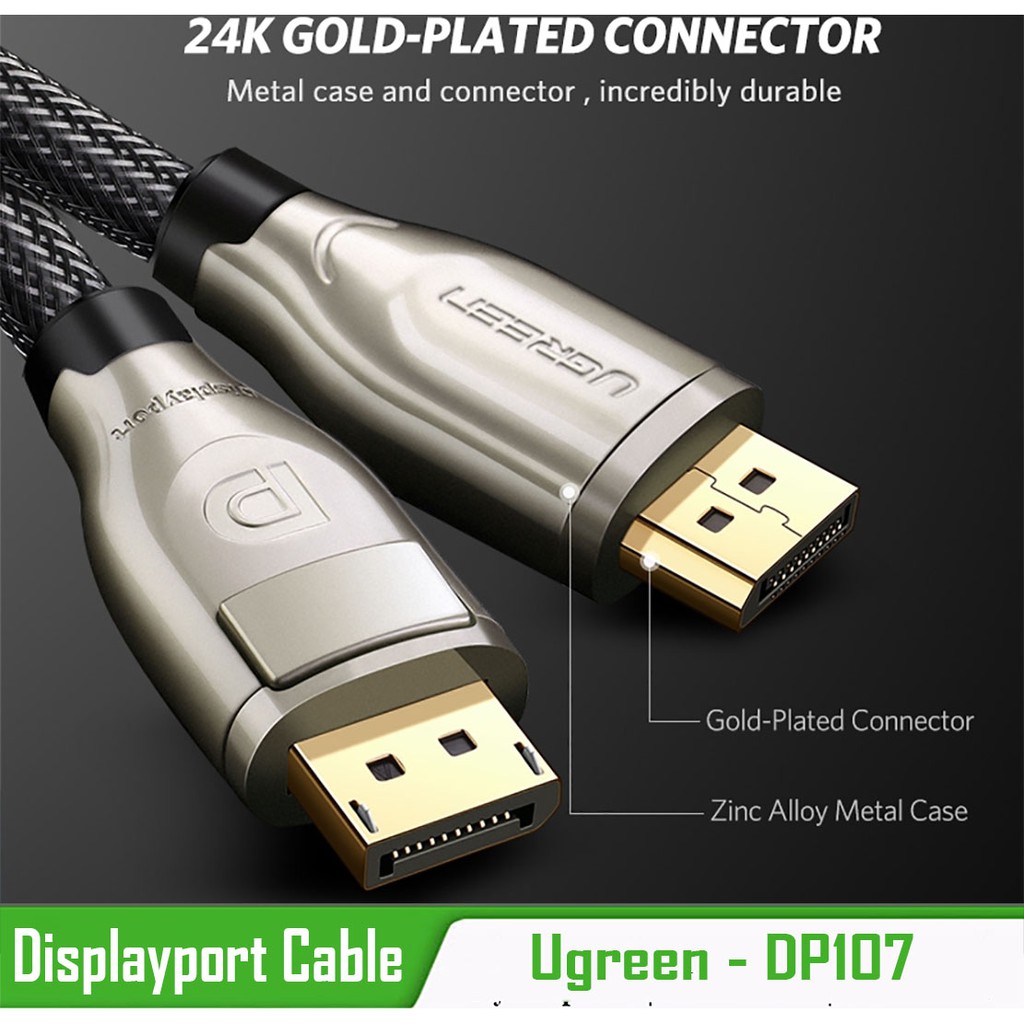 [Mã ELHACE giảm 4% đơn 300K] Dây Displayport 1.2 Cao Cấp UGreen DP107 - Support 4K*60Hz