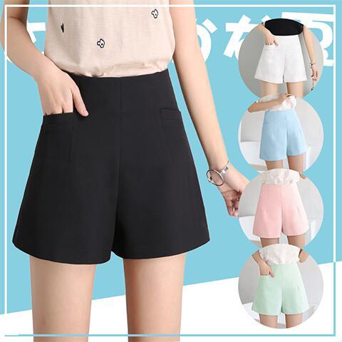 Quần Short Nữ Ống Rộng Lưng Cao Phong Cách Hàn Quốc