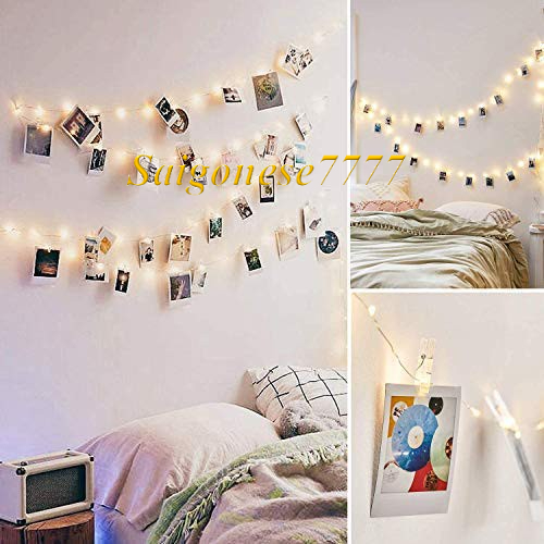 Xài Pin AA/Cắm Điện 220V-Dây Đèn Kẹp Ảnh 3M 20 Kẹp Có Đèn Led Phát Sáng Decor Trang Trí Kẹp Ảnh Nghệ Thuật