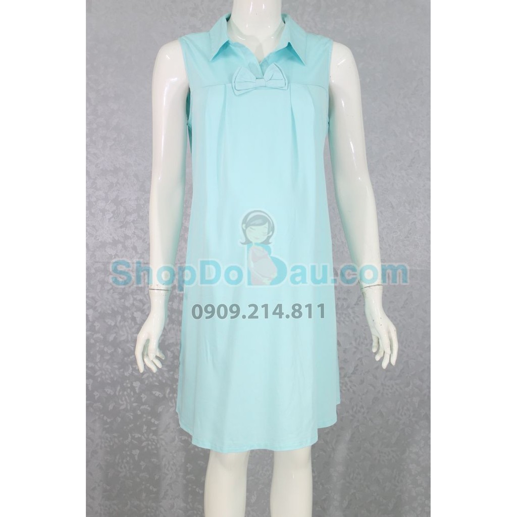 Đầm bầu cổ sơ mi - nơ - Vải kim cương - mát (Mã số: DB2132)