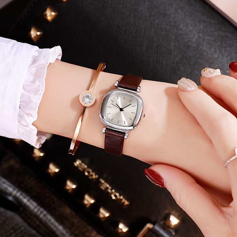 Đồng hồ nữ dây da DZG D016 tuyệt đẹp, mặt vạch xinh xắn, thời trang, mẫu mới nhất
