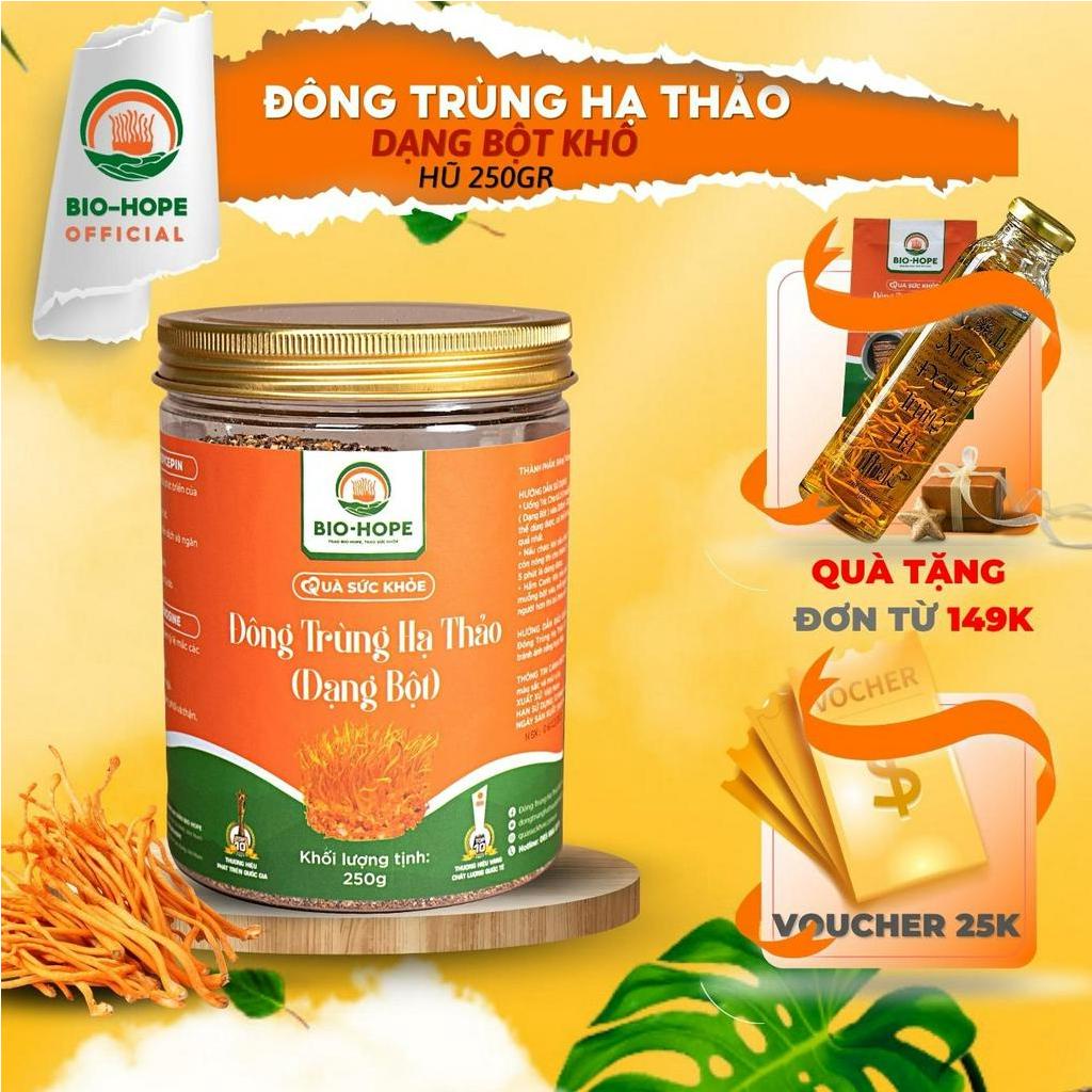 Đông Trùng Hạ Thảo Bột Khô BIO HOPE Hỗ Trợ Cải Thiện Chức Năng Tim, Gan, Thận, Phổi, Ngăn Ngừa Đột Quỵ - Hũ 250g
