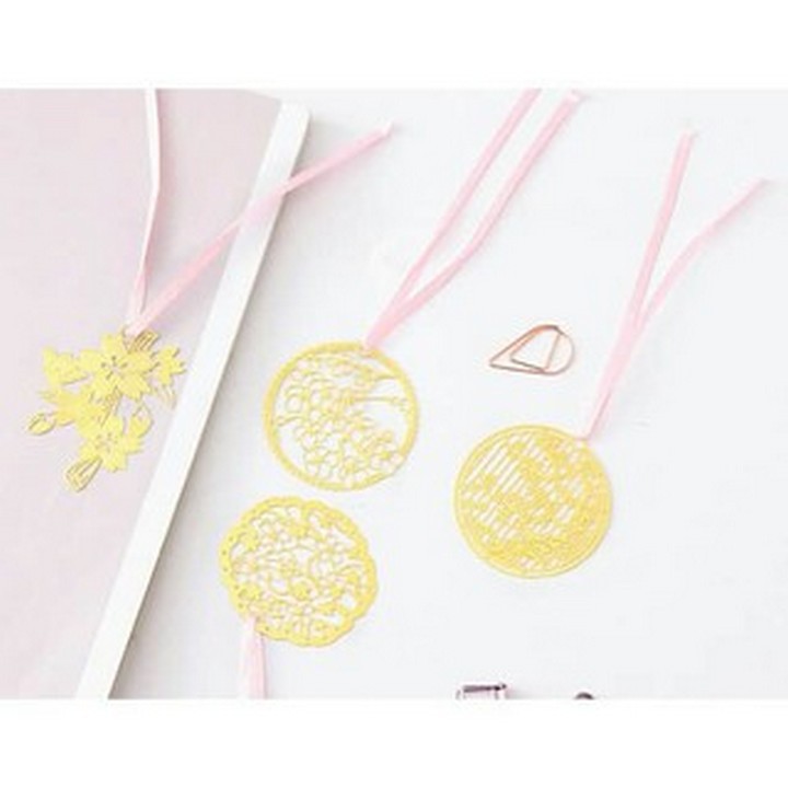 (7 mẫu) Bookmark cổ trang kim loại mỏng bookmark kim loại mỏng Bookmark hoa anh đào bookmark sakura