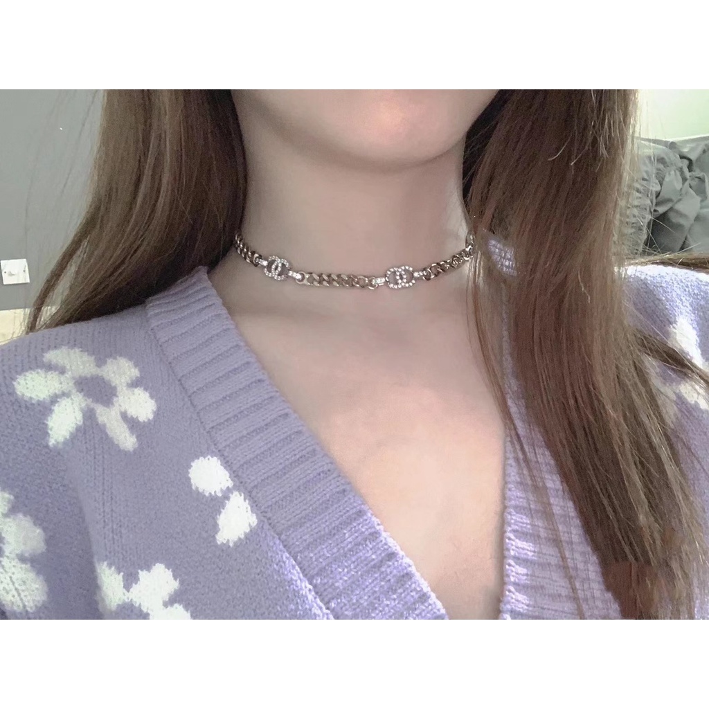 Dây Chuyền Đồng Thau Hai Màu Đính Kim Cương Phong Cách Retro Thời Trang 2022c