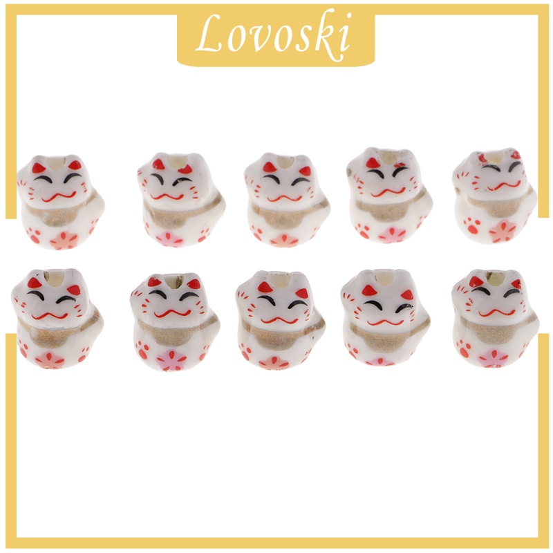 [Lovoski] 10 Hạt Sứ Hình Mèo May Mắn Maneki Neko