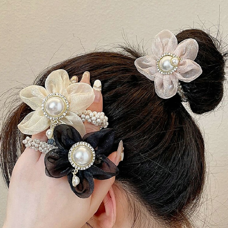 Dây Cột Tóc Co Giãn Đính Hoa Hướng Dương Và Ngọc Trai Xinh Xắn