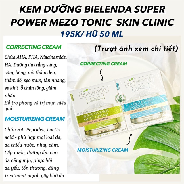 Kem dưỡng Bielenda Super Power Mezo Skin Clinic Correcting sáng da, mờ thâm/ Moisturizing dưỡng ẩm, phục hồi | BigBuy360 - bigbuy360.vn