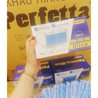 Khẩu trang Perfetta cao cấp 3&4 lớp vải kháng khuẩn 99%,lọc bụi mịn. (có logo)