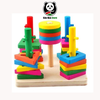 (Ảnh Thật) Đồ Chơi Thông Minh - Bộ 5 Cọc Ziczac Thả Hình Khối